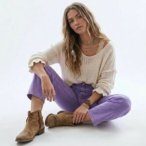 LEVI'S FRESH 501 Original Crop Jean Botanical Lavender Pea Tab Poetcore Pastel